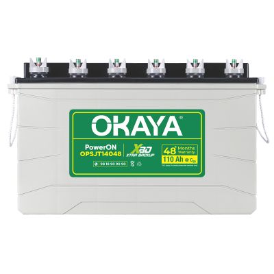OKAYA PowerON OPSJT14048 110Ah Super Jumbo Tubular Advanced Battery for Home, Office & Shops | Robust & Compact Design | Extra Backup (XBD technology) | 48 Months Total Warranty