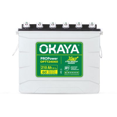 OKAYA PROPower OPTT24060 210Ah Advanced Tall Tubular Inverter Battery for Home, Office & Shops | Robust & Compact Design | Extra Backup Plus (XBD+ technology) | 60 Months Total Warranty