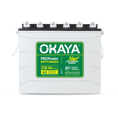 OKAYA PROPower OPTT26060 230Ah Advanced Tall Tubular Inverter Battery for Home, Office & Shops | Robust & Compact Design | Extra Backup Plus (XBD+ technology) | 60 Months Total Warranty