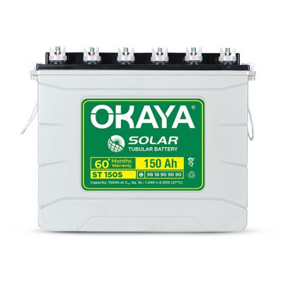 Okaya Solar Battery ST 150S - 150Ah Capacity with Total Warranty of 60 Months | Reliable Power Storage for your Solar Applications at Home, Office & Shops