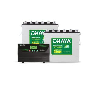Okaya Hi-Capacity Inverter & Battery Combo | ATSW 3050 24V UPS (2500VA) with Advanced True Sine Wave technology | 2 Advanced Inverter Batteries (PROPower+ OPTT29066 260Ah/12V) For Home, Office & Shops